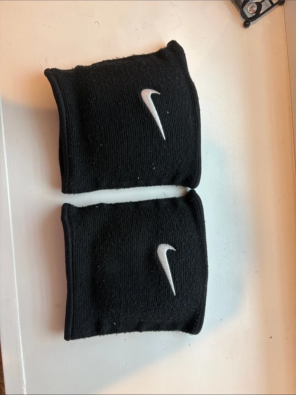 Nike Black Wrist Sweatbands with White Swoosh Pair
